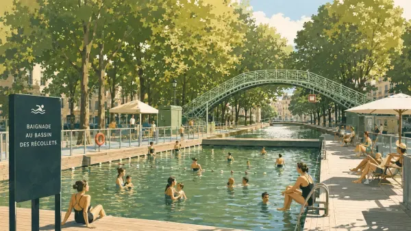 Illustration - Baignade au canal Saint-Martin