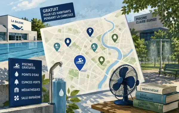 Piscine publique en période de canicule