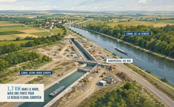 Canal et écluse en chantier