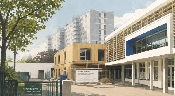 École en chantier au Chêne Pointu