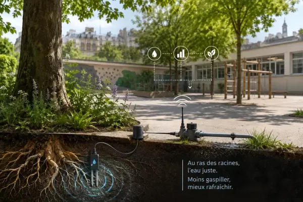 Cour végétalisée et capteurs d’eau