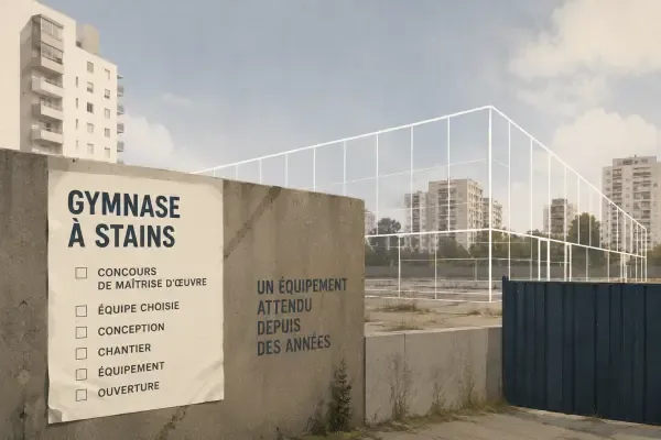 Gymnase stylisé dans un quartier dense