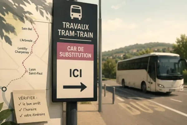 Car de substitution près d’une gare