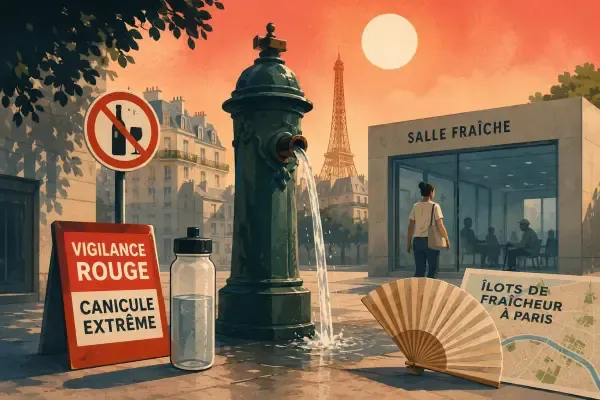 Illustration - ville en canicule rouge