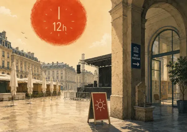 Illustration - canicule rouge en ville
