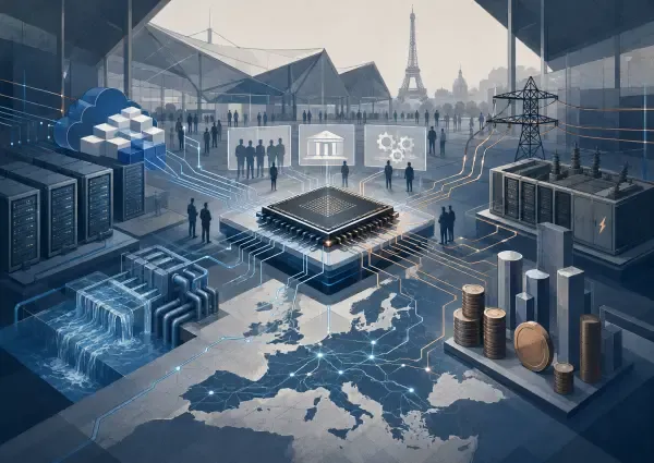 Illustration - serveurs et salon technologique