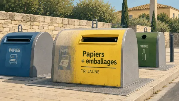 Illustration - bornes de tri jaunes