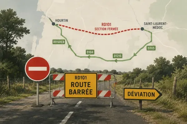 Illustration - route départementale barrée