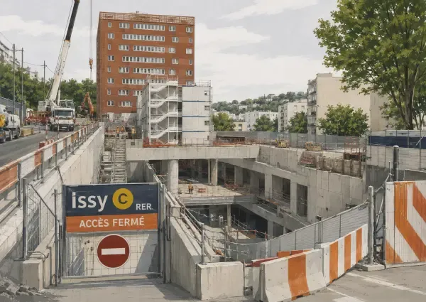 Illustration - gare en travaux