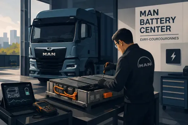 Camion électrique en atelier