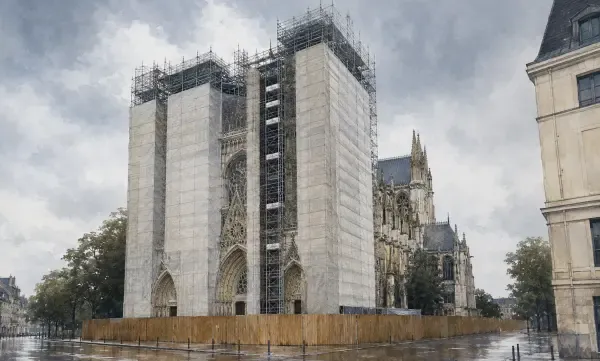 Échafaudage devant Saint-Ouen