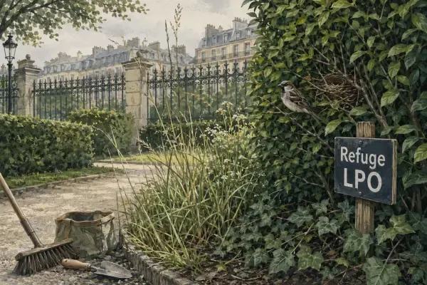 Oiseau dans un jardin parisien