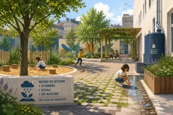 Cour d’école végétalisée à Vincennes