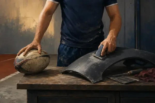 Rugbyman en atelier de formation