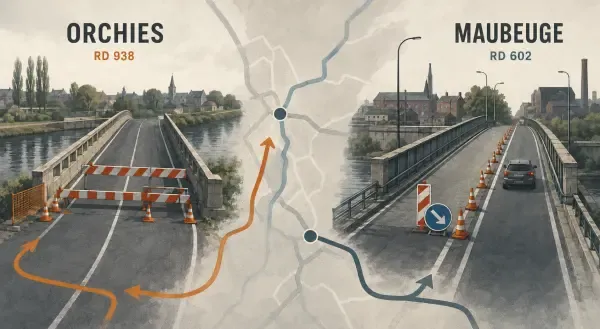 Pont routier en travaux dans le Nord