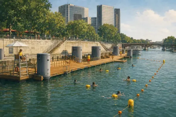Illustration - baignade estivale dans Paris