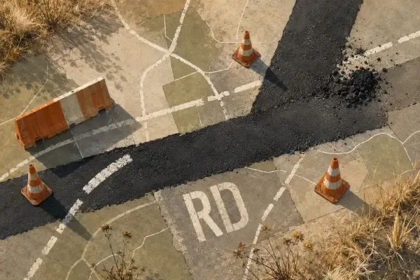 Route départementale en travaux