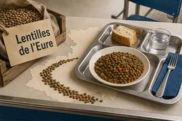 Assiette de lentilles en cantine