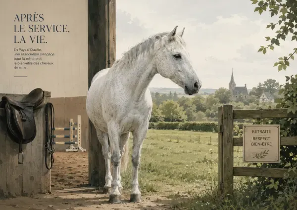 Chevaux au pré en Normandie