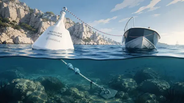 Bouée écologique sur fond marin