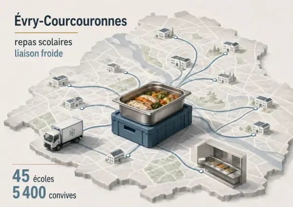 Plateaux-repas dans une cantine scolaire