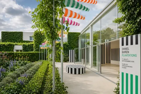 Bandes colorées dans le paysage de Giverny