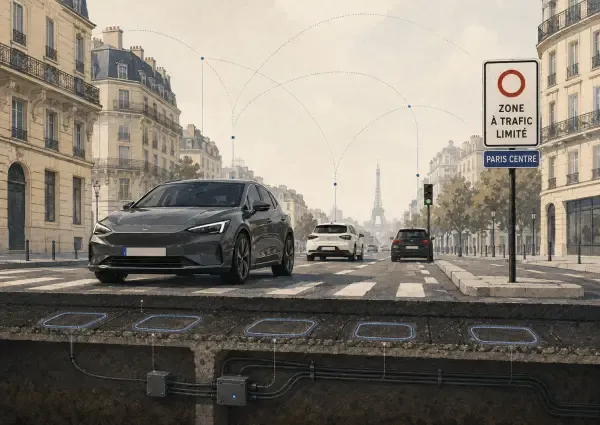 Voitures et capteurs de circulation parisiens