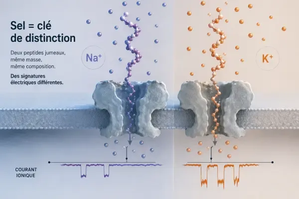 Nanopore analysant deux peptides dans une membrane