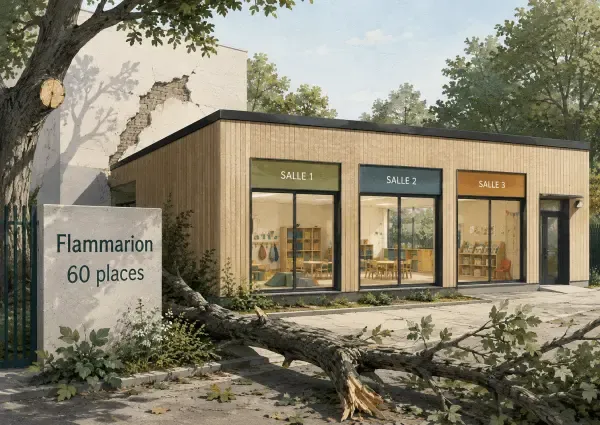 Bâtiment en bois du centre Flammarion