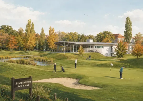 Golfeur au practice de la Poudrerie