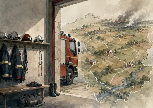 Pompiers face à un feu de récolte