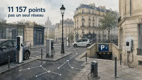 Bornes de recharge dans une rue parisienne