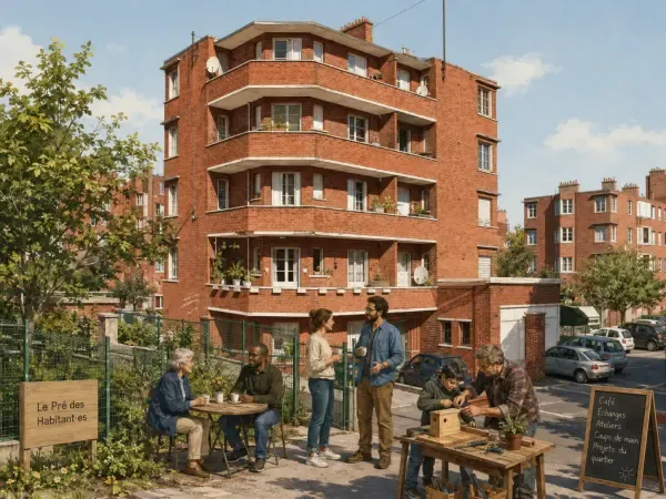 Illustration d’un café solidaire de quartier