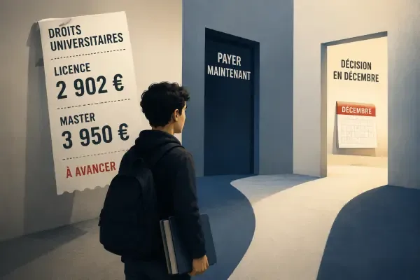 Étudiant devant un écran d’inscription