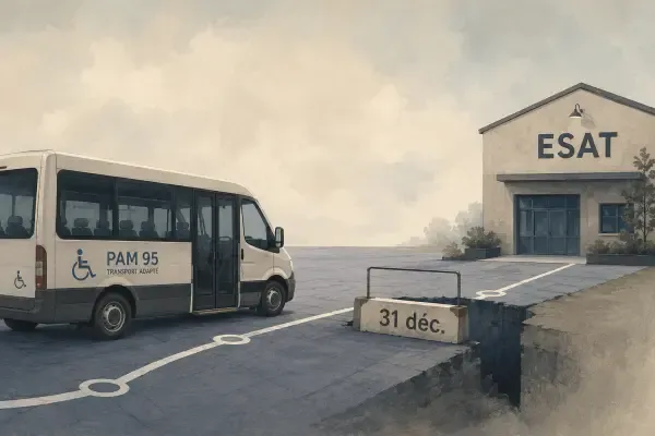 Minibus adapté sur une route du Vexin