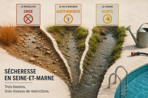 Carte des restrictions d’eau par bassin
