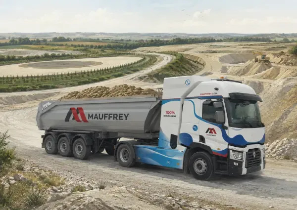 Illustration - Camion hydrogène transportant des terres de chantier