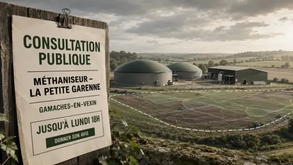 Méthaniseur dans le paysage du Vexin
