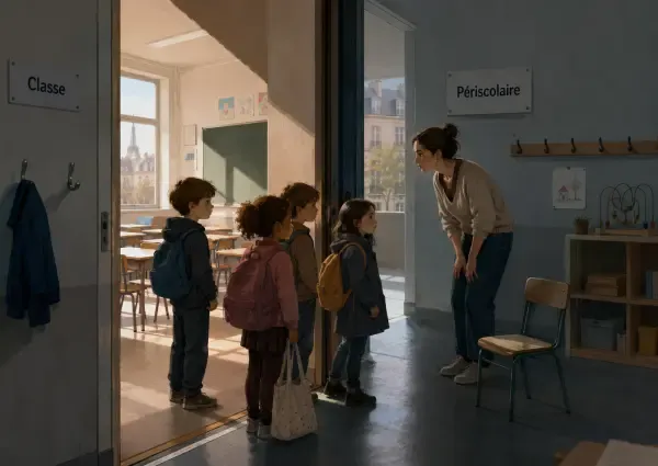 Enfants et animateurs dans une école parisienne