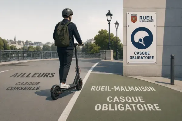 Trottinette électrique et casque à Rueil
