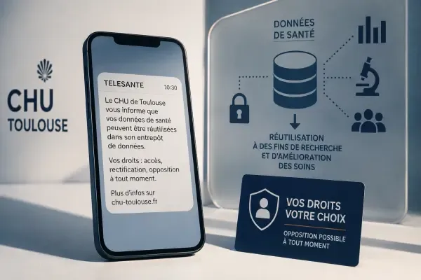 Téléphone affichant un SMS TELESANTE