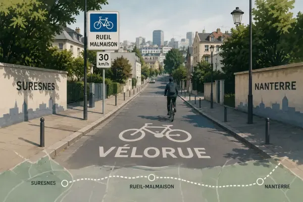 Illustration - Cyclistes dans une vélorue à Rueil