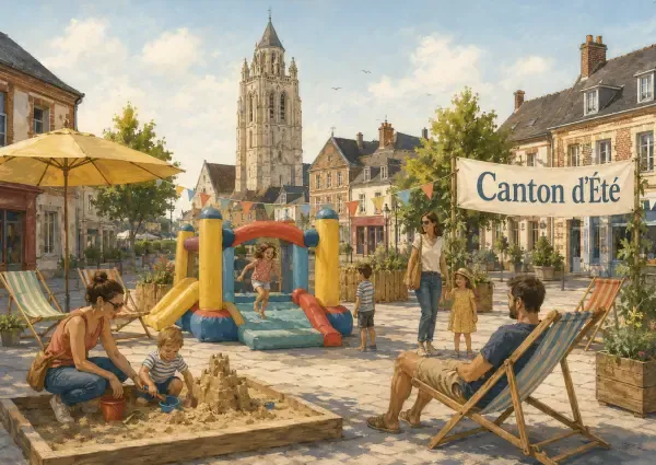 Illustration - Jeux d’été sur la place de Rugles