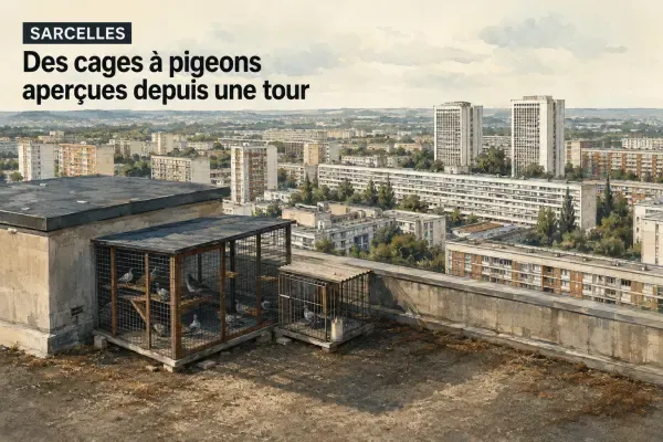 Illustration - Cages à pigeons sur les toits