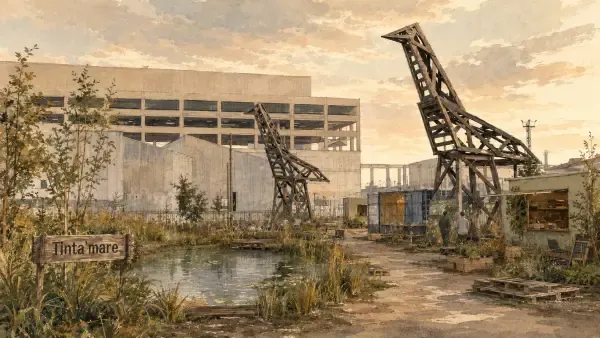 Mare aménagée sur une dalle industrielle