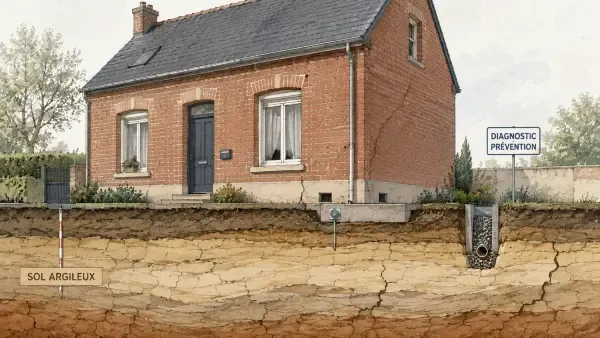 Maison fissurée sur un sol argileux