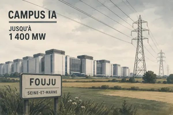 Lignes électriques au-dessus des champs de Fouju