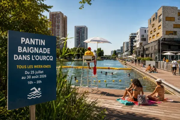 Illustration - Nageurs dans le canal à Pantin