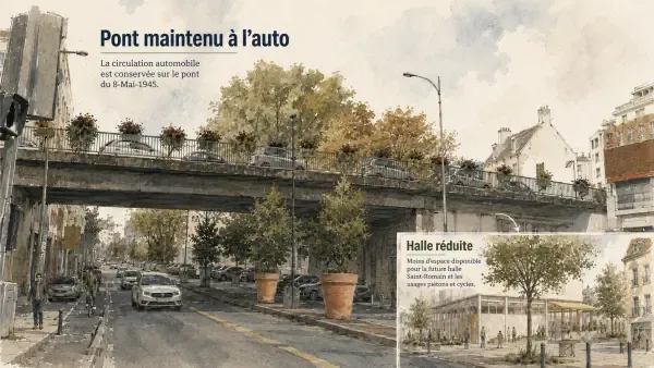 Le pont automobile au centre de Sèvres