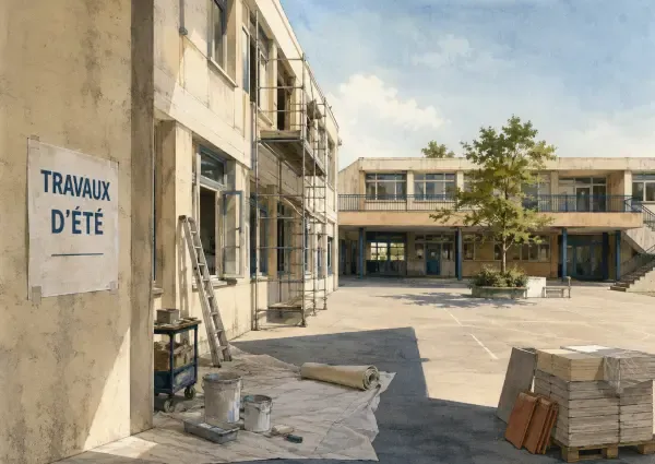 Illustration de travaux dans un collège